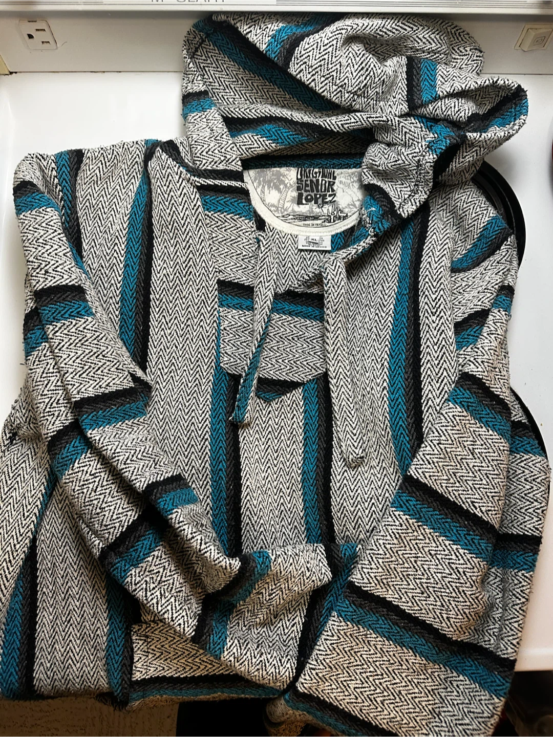 Vintage Señor Lopez Baja Hoodie XL Teal Grey - photo 2