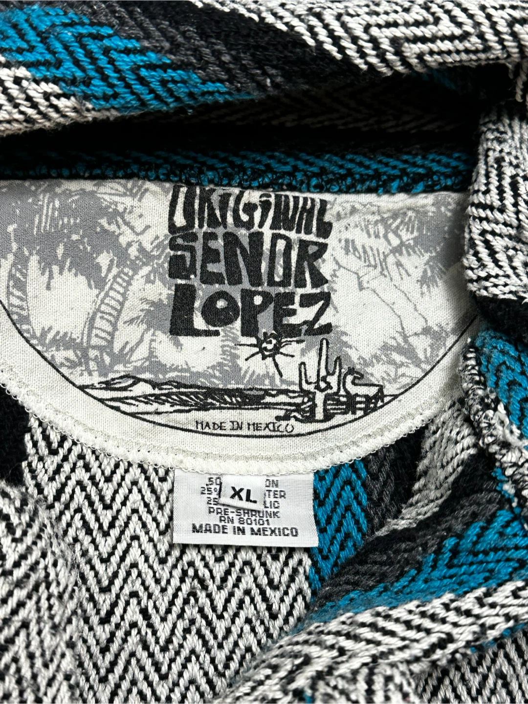 Vintage Señor Lopez Baja Hoodie XL Teal Grey - photo 4