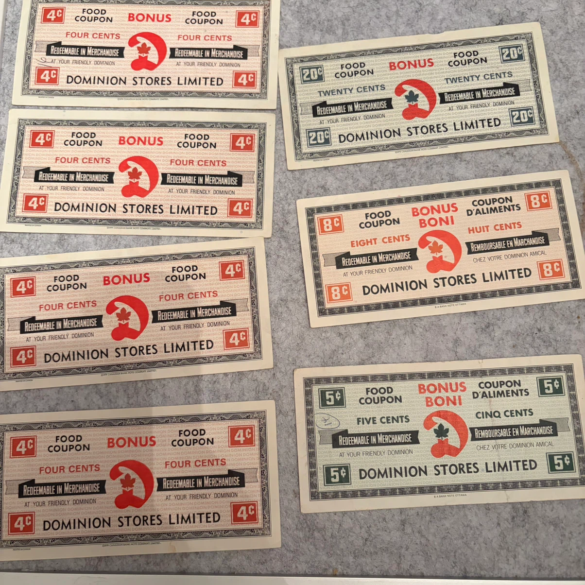 Vintage Dominion Stores Food Bonus Coupons