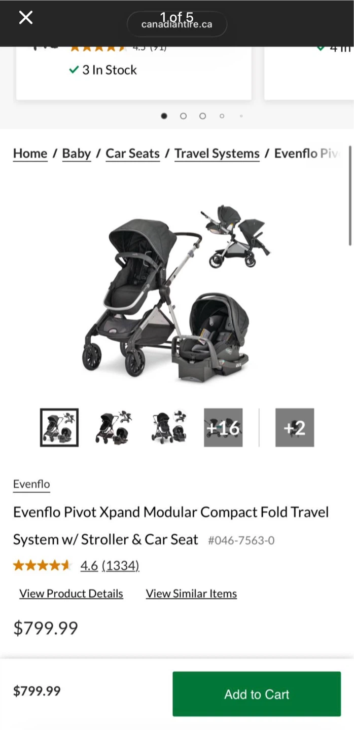 Evenflo Pivot Xpand Travel System Stroller & Car Seat