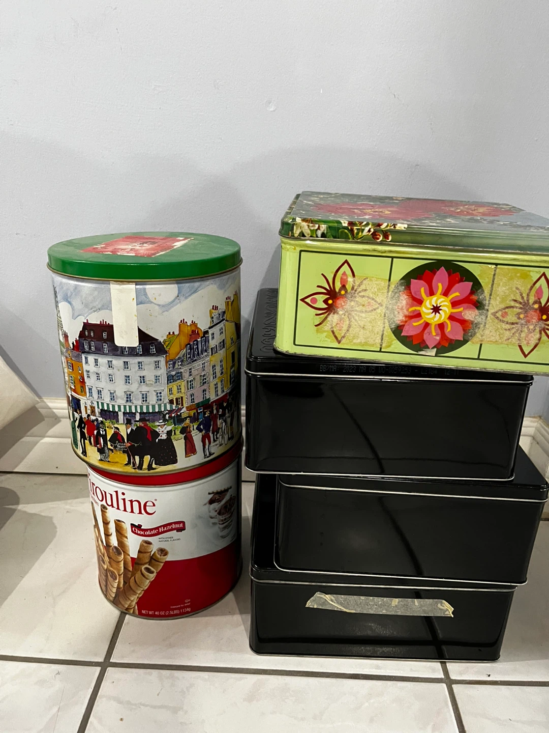 Assorted Metal Storage Tins - Set of 5
