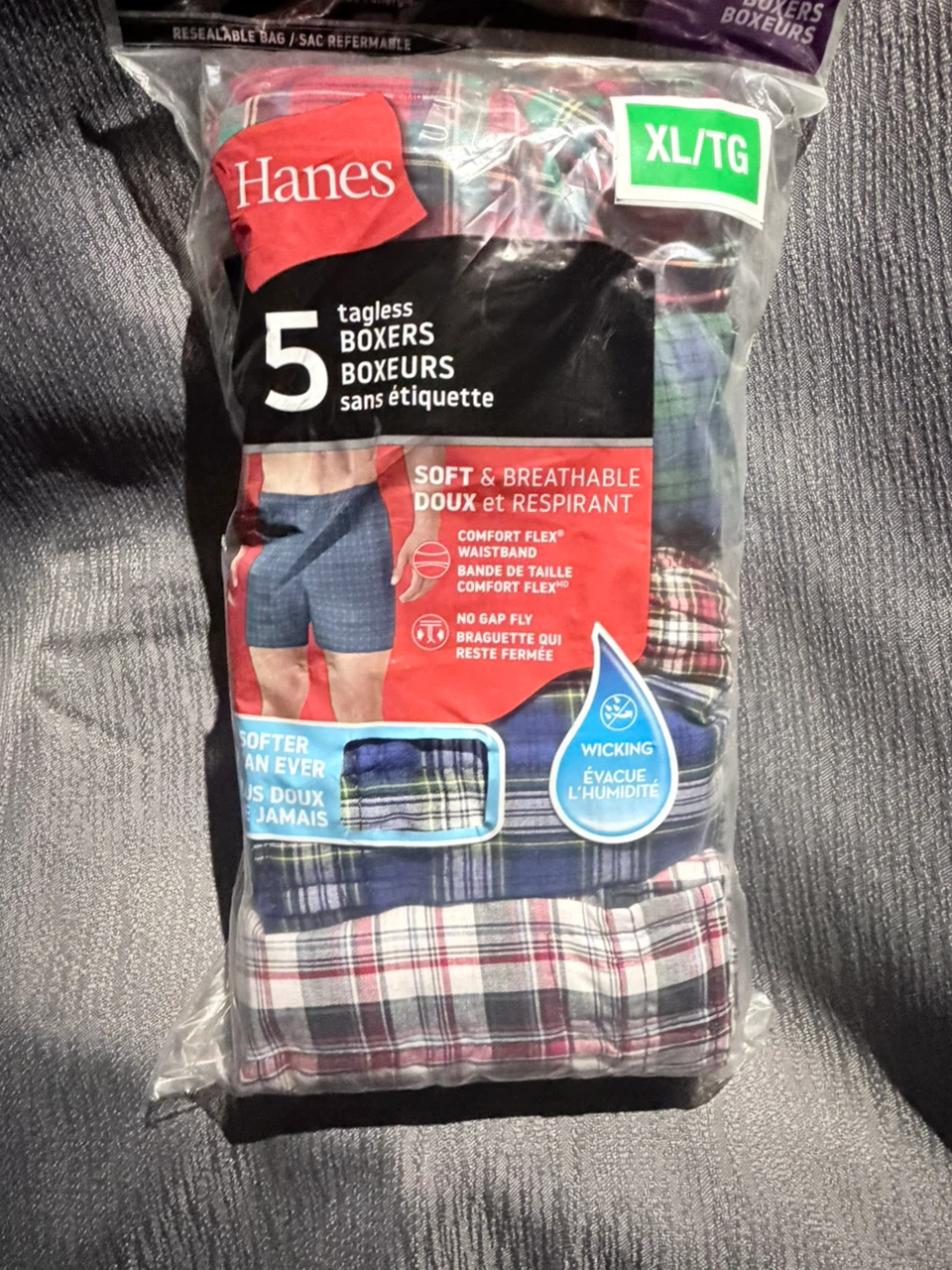 Hanes 5 Pack Tagless Boxer Briefs - XL/TG
