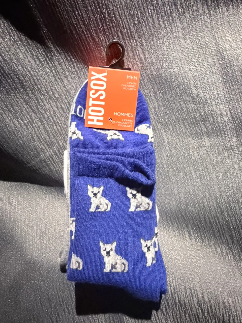 Hot Sox Men's 3-Pair French Bulldog Mid-Crew Socks