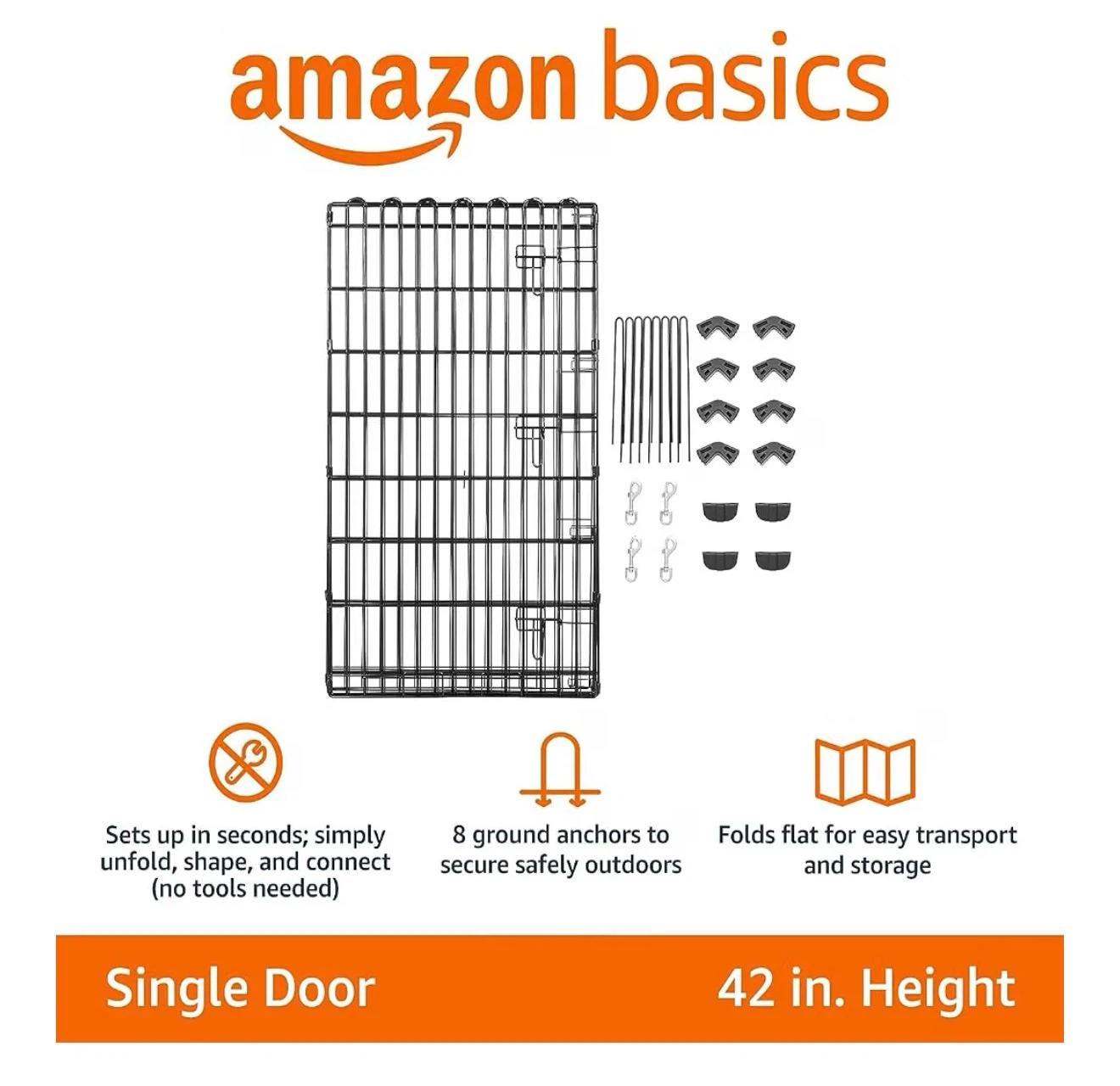 Amazon Basics Foldable Metal Dog Playpen, 42-inch - photo 4