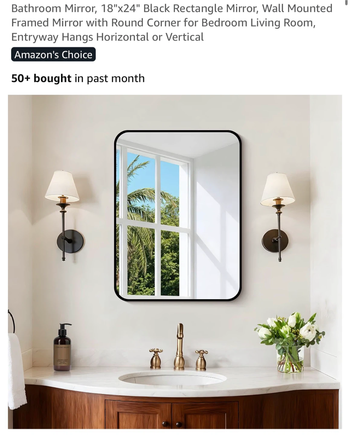 18x24 Black Rectangular Wall Mirror 824