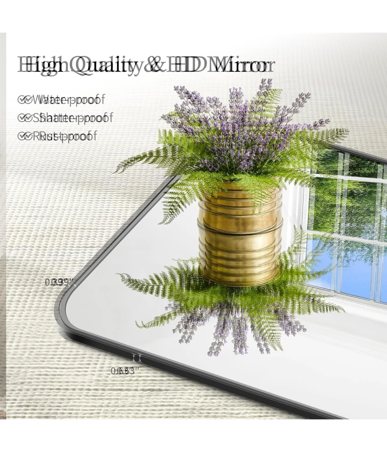 18x24 Black Rectangular Wall Mirror 824 - photo 4