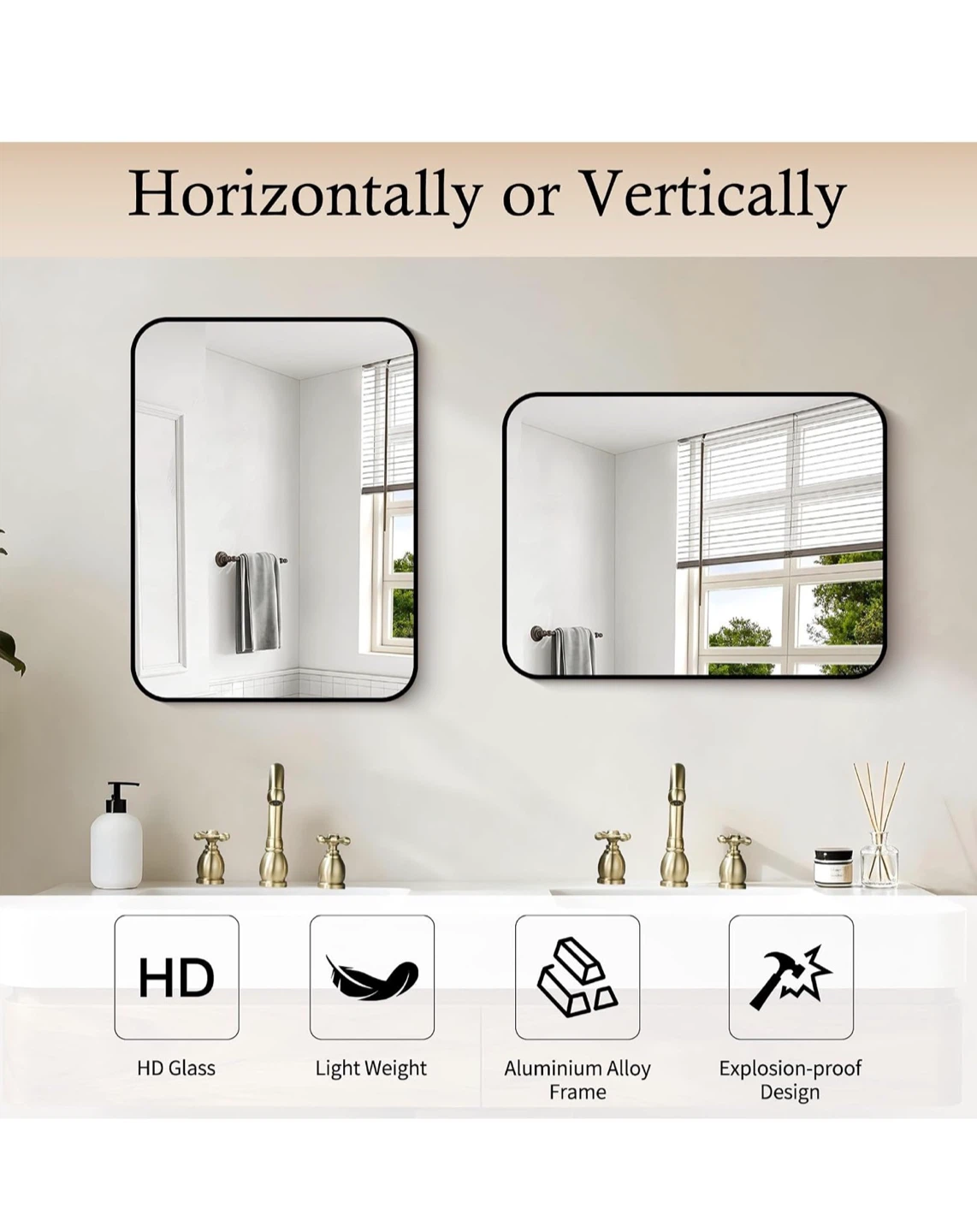 18x24 Black Rectangular Wall Mirror 824 - photo 5