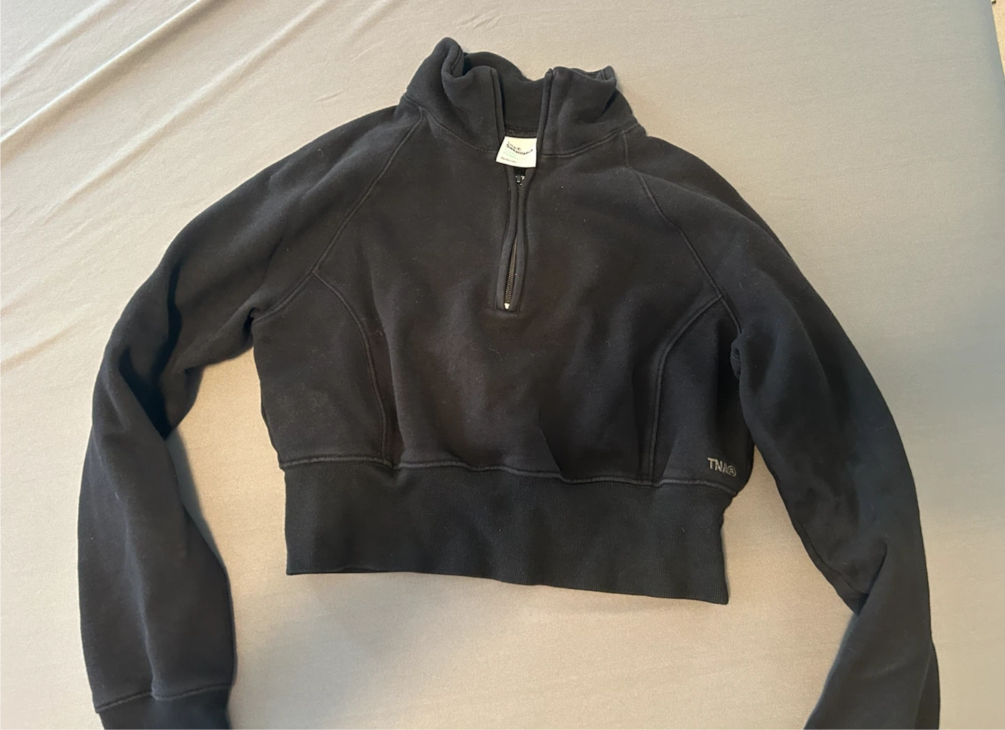 TNA Black Cozy Fleece Crop Sweatshirt
