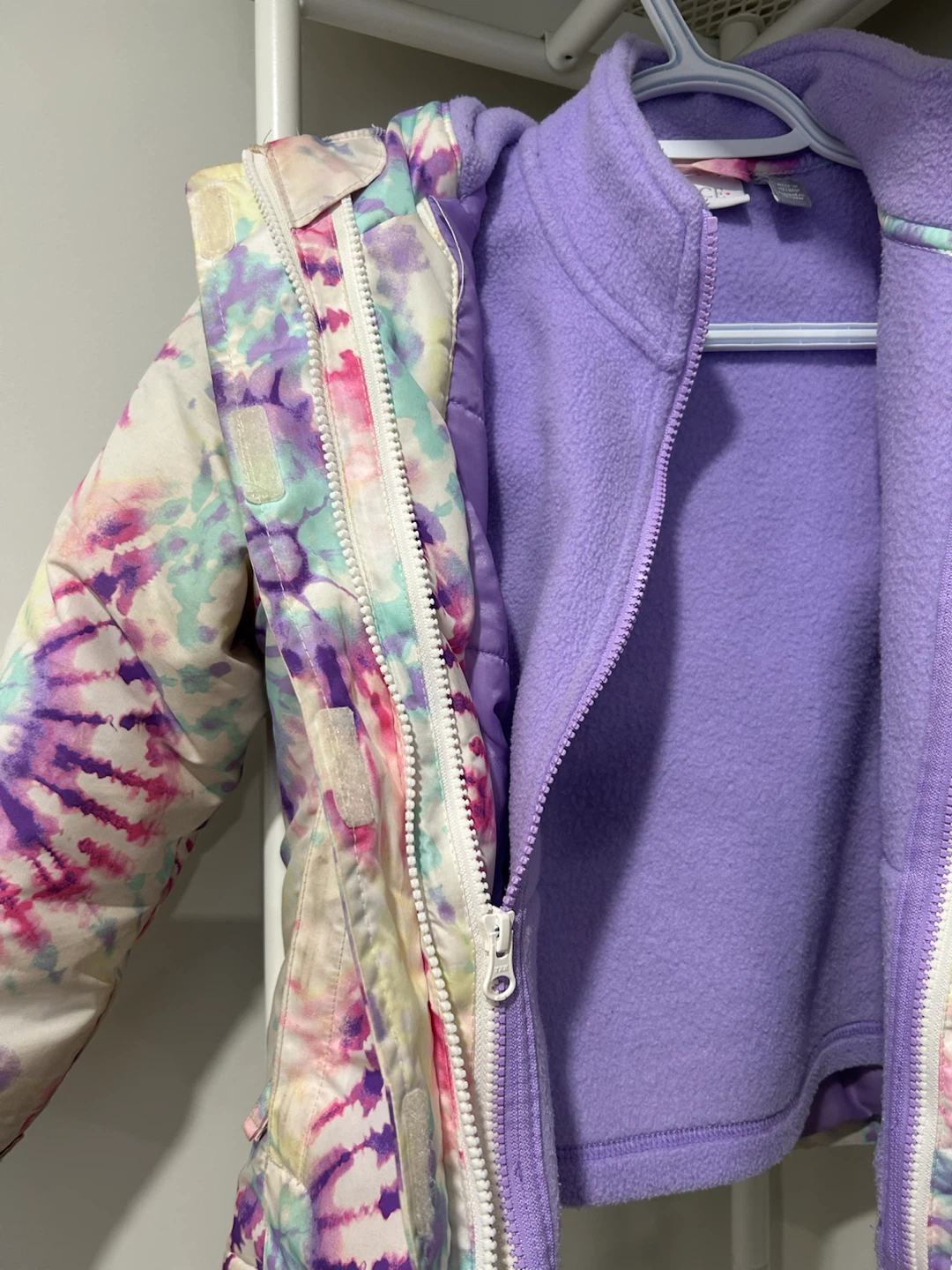 Girls Snowsuit - Tie Dye Jacket & Black Bib Pants - photo 3