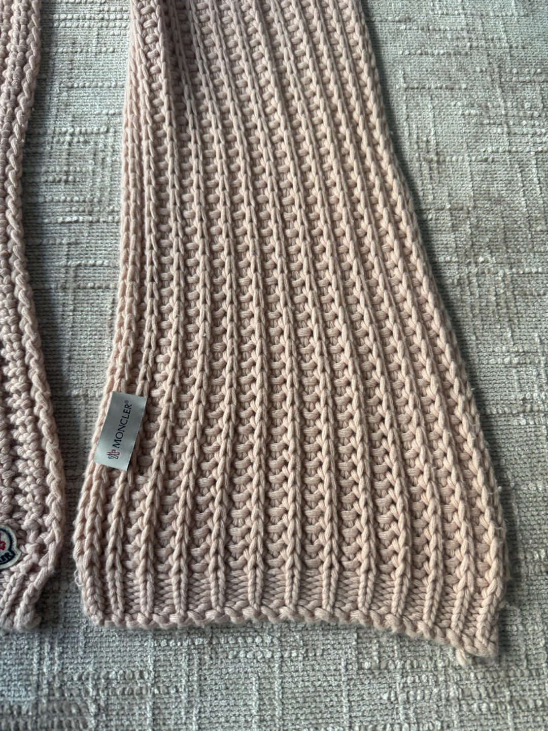Moncler logo wool Pink Knit Scarf - photo 2