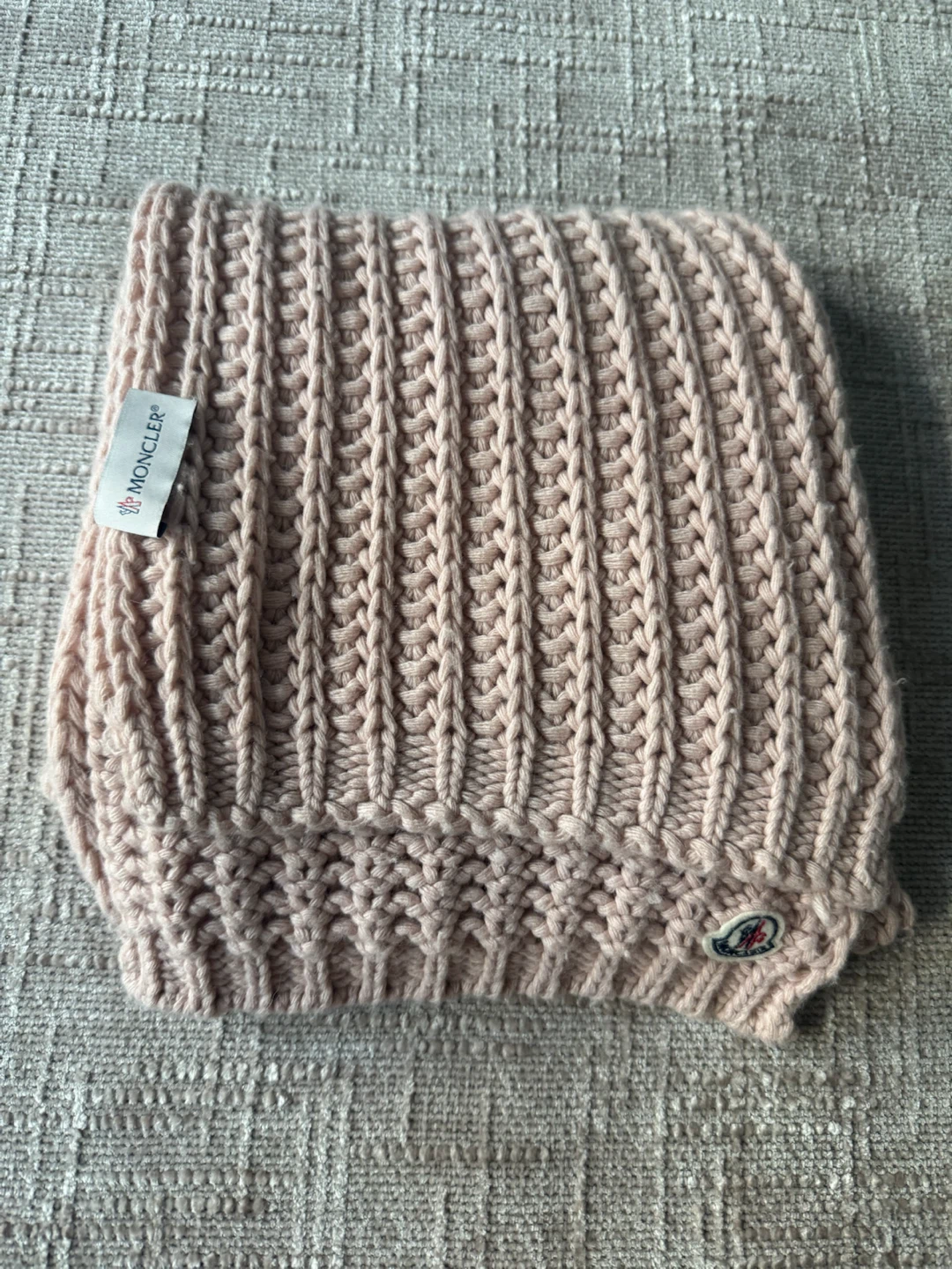 Moncler logo wool Pink Knit Scarf - photo 3