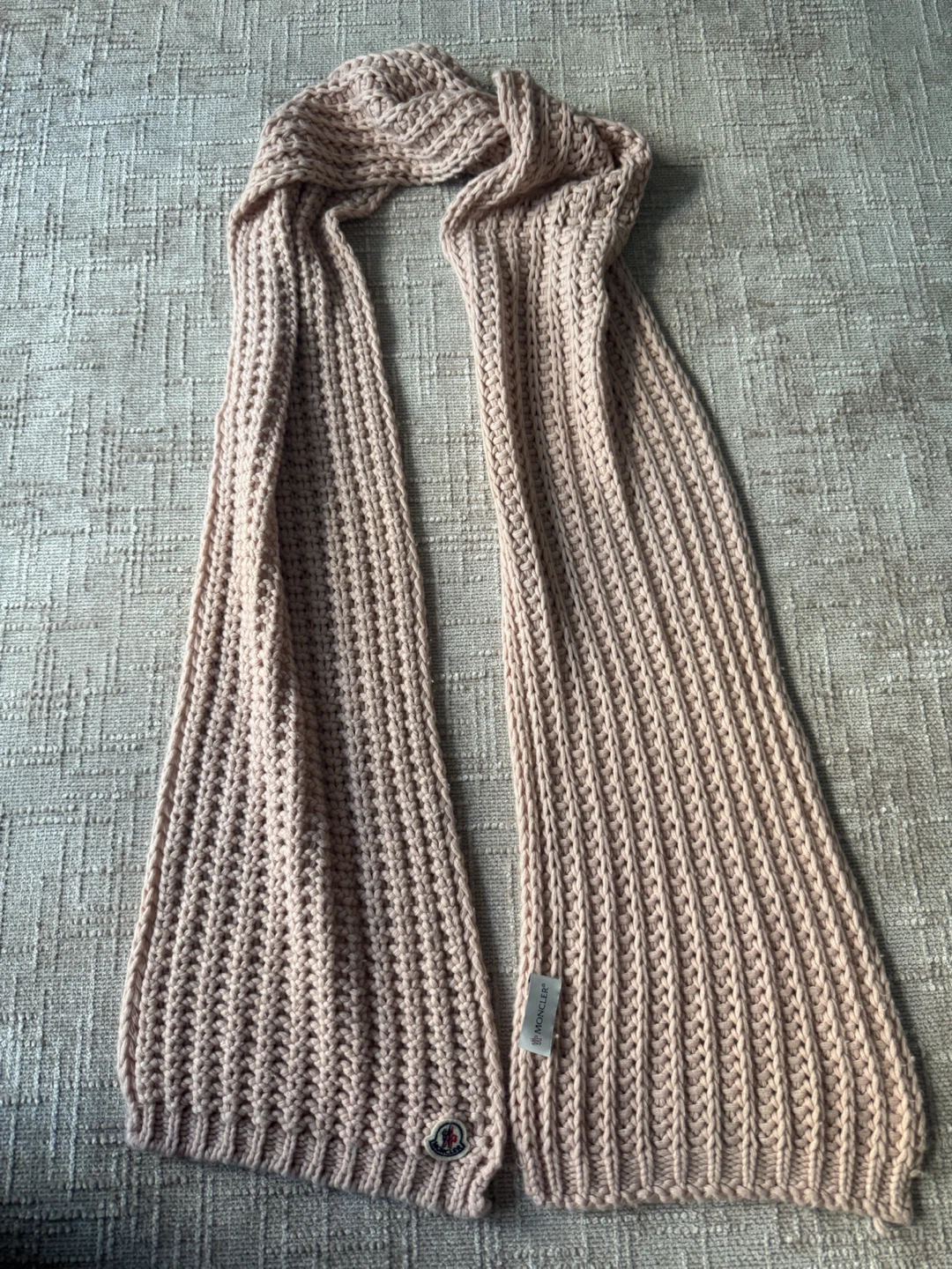 Moncler logo wool Pink Knit Scarf - photo 4