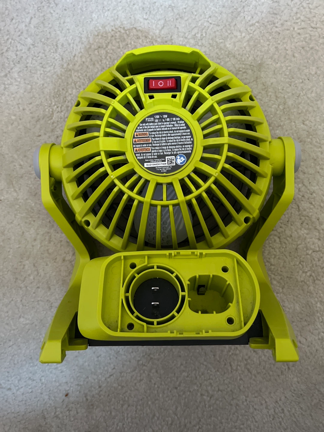 RYOBI ONE+ 18V Hybrid Portable Fan P3320 - photo 2