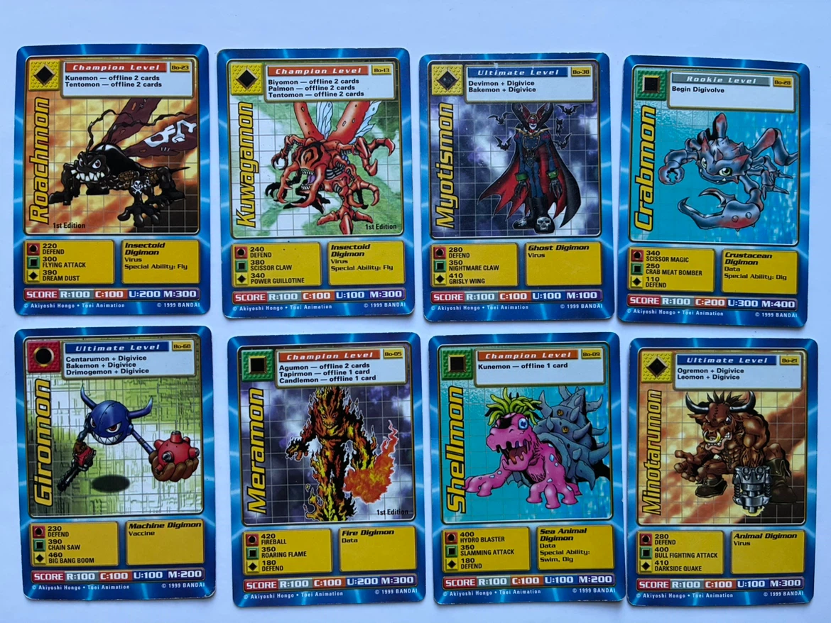 Huge lot Vintage 1999 Digimon Digi-Battle Cards 52 Bandai