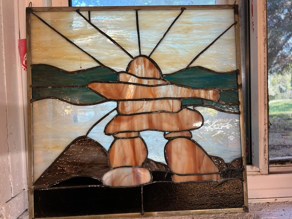 Stained Glass Inukshuk Sun Catcher