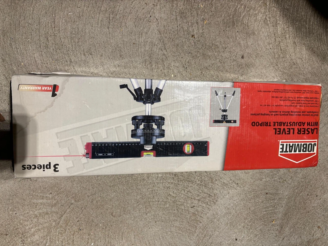 Jobmate Laser Level with Adjustable Tripod - 3 Pieces