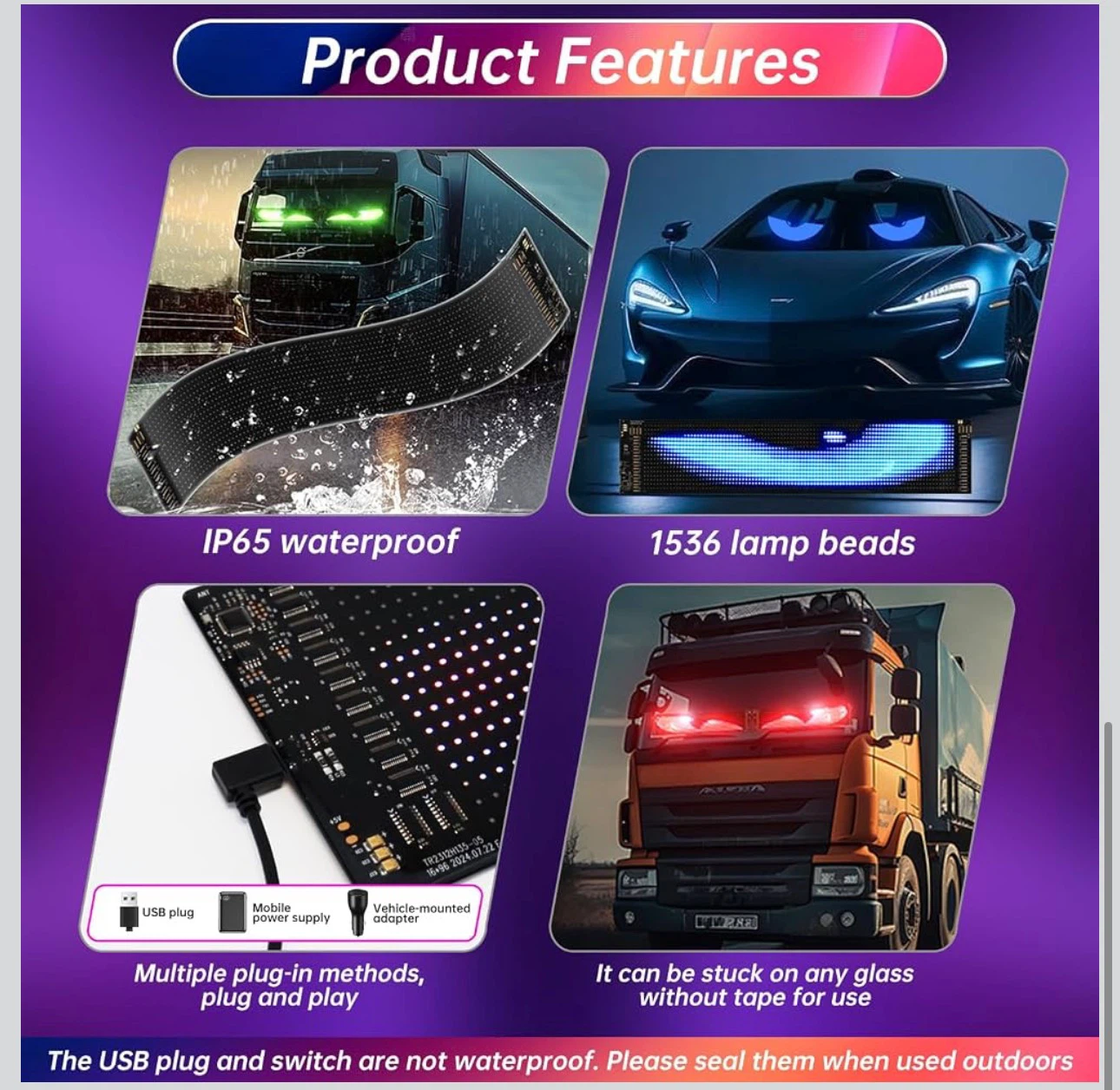 Lumetrix 4.8"x24" LED Eyes Light for Cars “2pack” - photo 5
