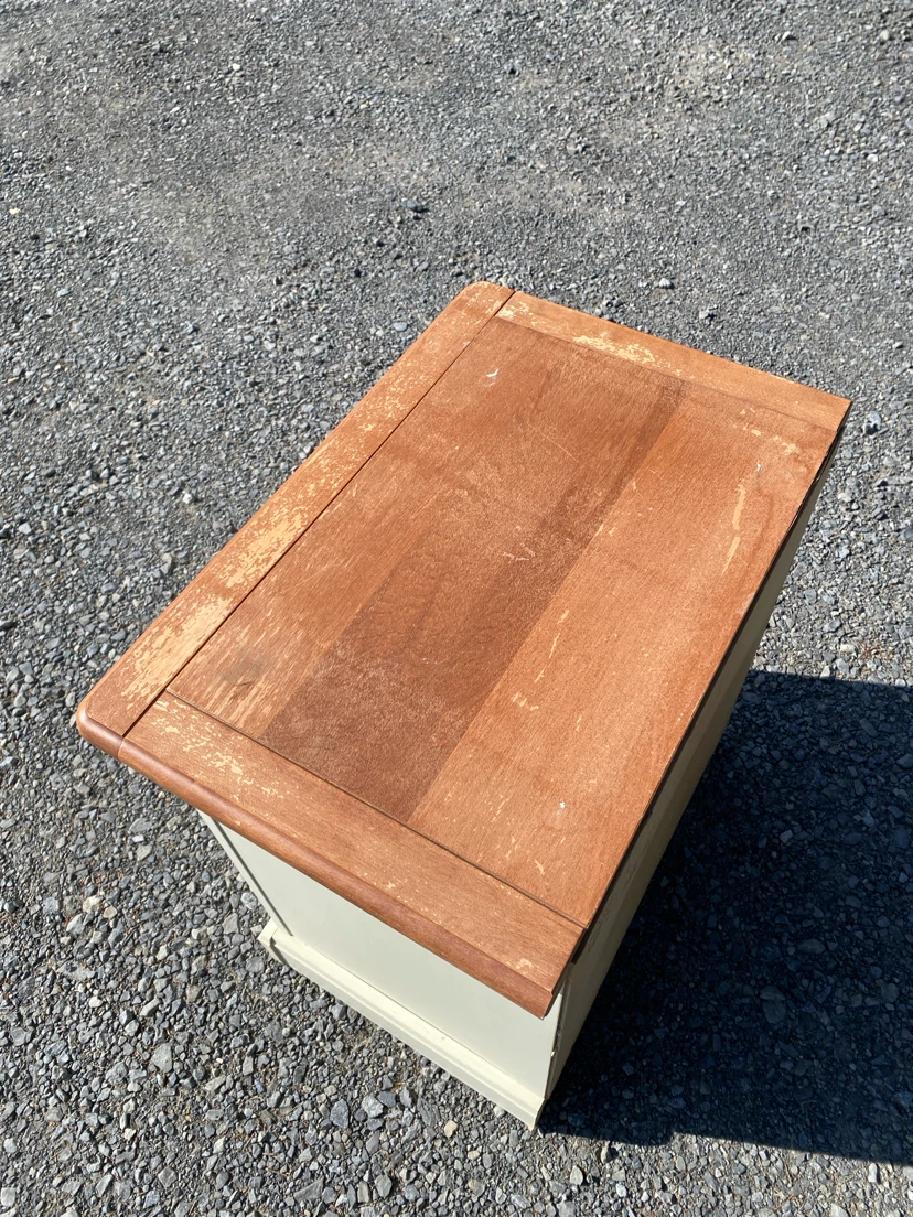 Vintage Solid Wood Off White Nightstand - photo 4