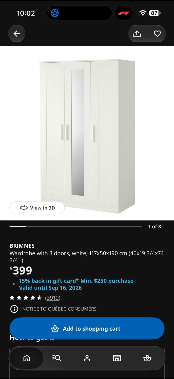 IKEA BRIMNES 3-Door Wardrobe - photo 2