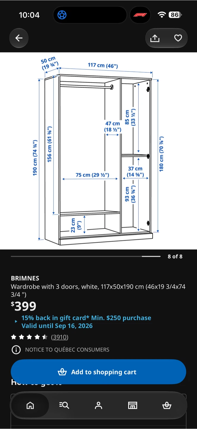 IKEA BRIMNES 3-Door Wardrobe - photo 4