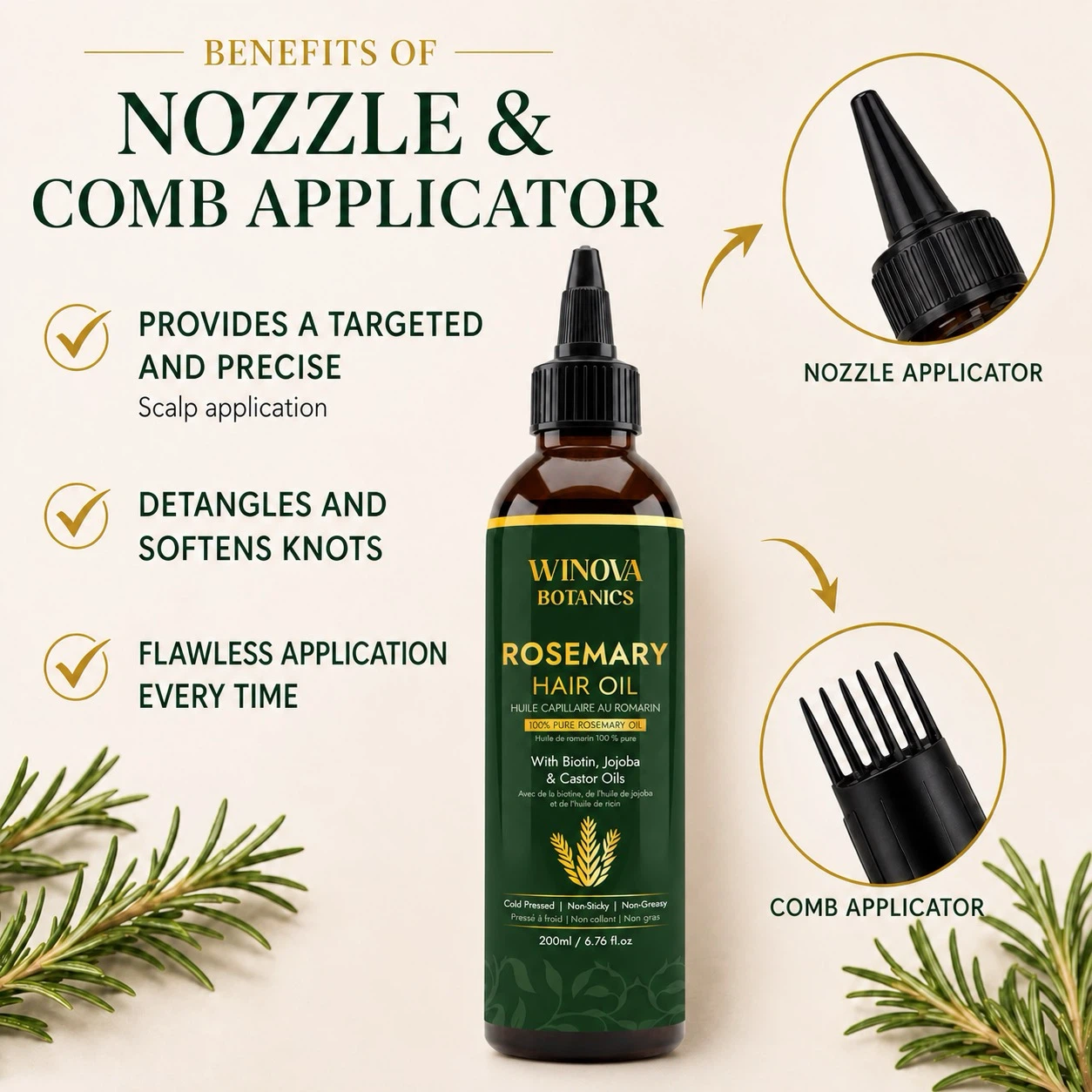 WinOva Botanics 100% Pure Rosemary Hair Growth Oil 200 ML - photo 3