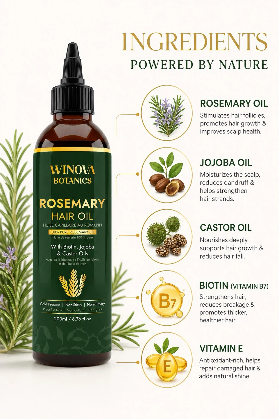 WinOva Botanics 100% Pure Rosemary Hair Growth Oil 200 ML - photo 5