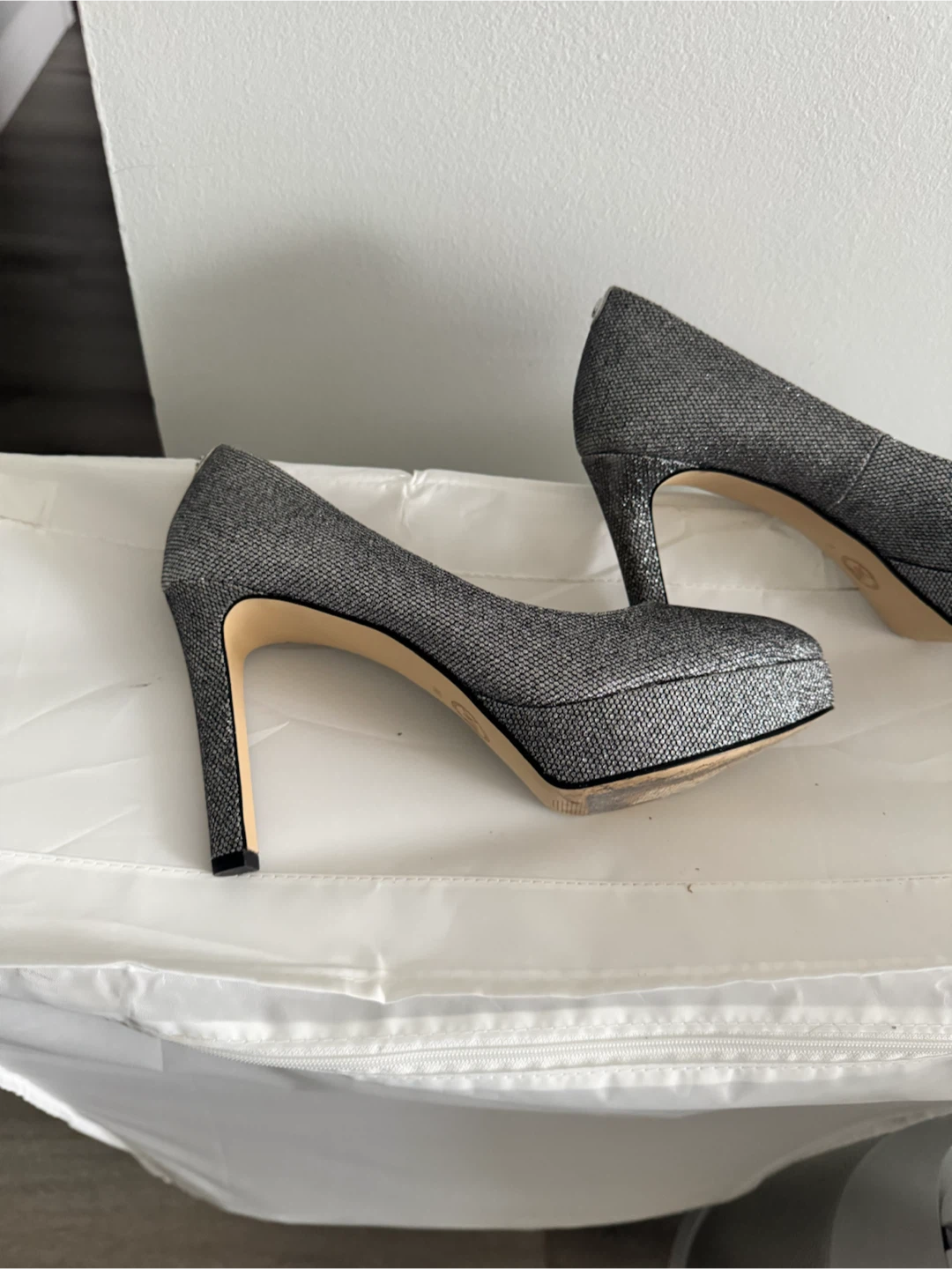 Michael Kors Silver Glitter Heels