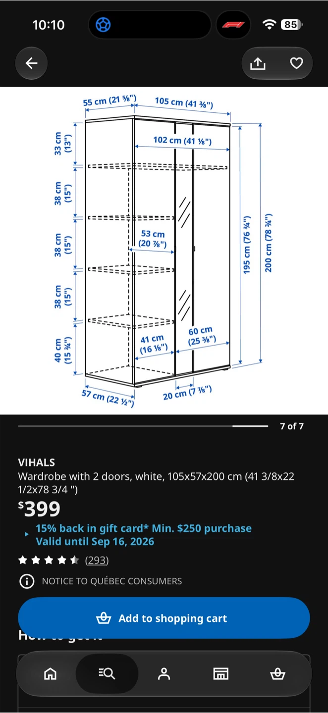 IKEA VIHALS Wardrobe with 2 doors, white - photo 3