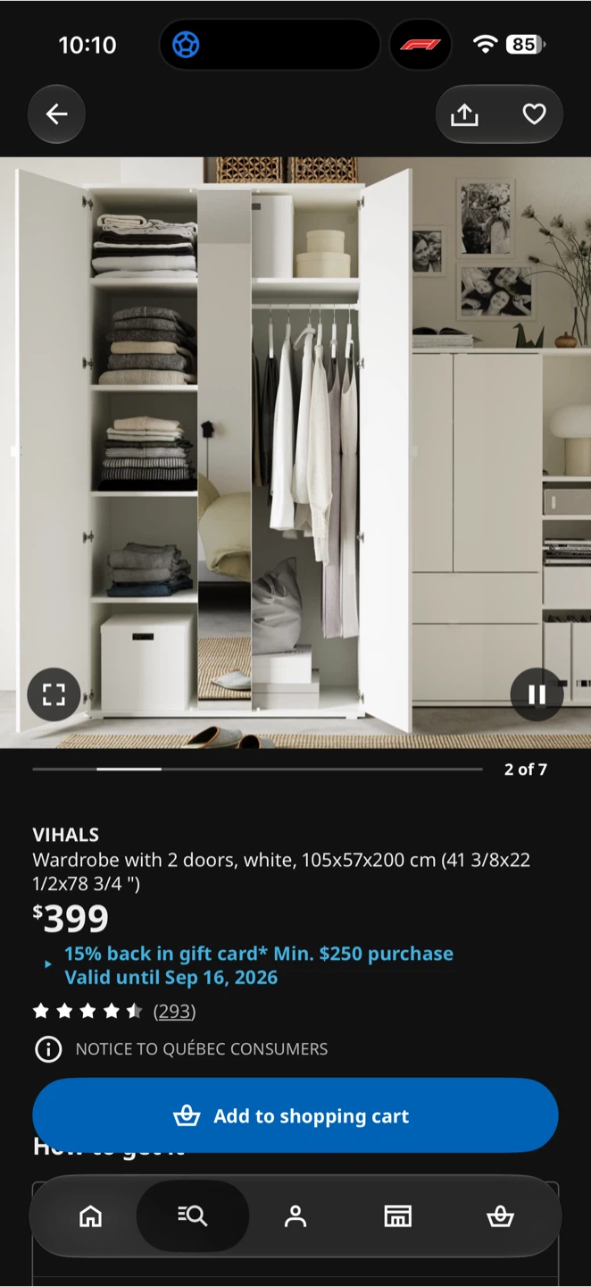 IKEA VIHALS Wardrobe with 2 doors, white - photo 5