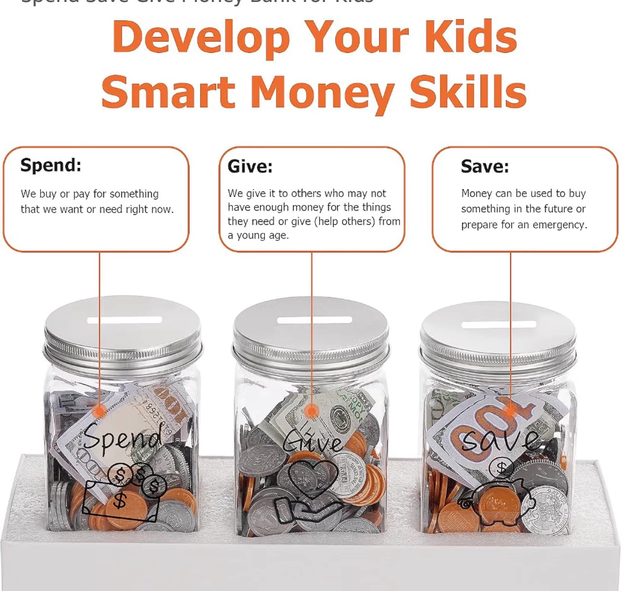 Kids Money Bank Set - Spend, Give, Save Jars - photo 4