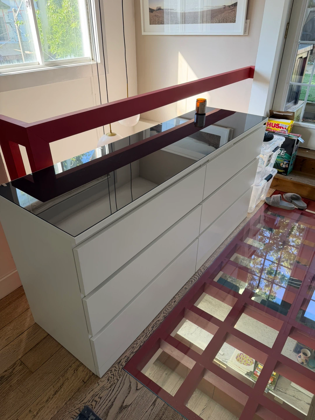 IKEA Storklinta 6-Drawer Dresser with Glass Top
