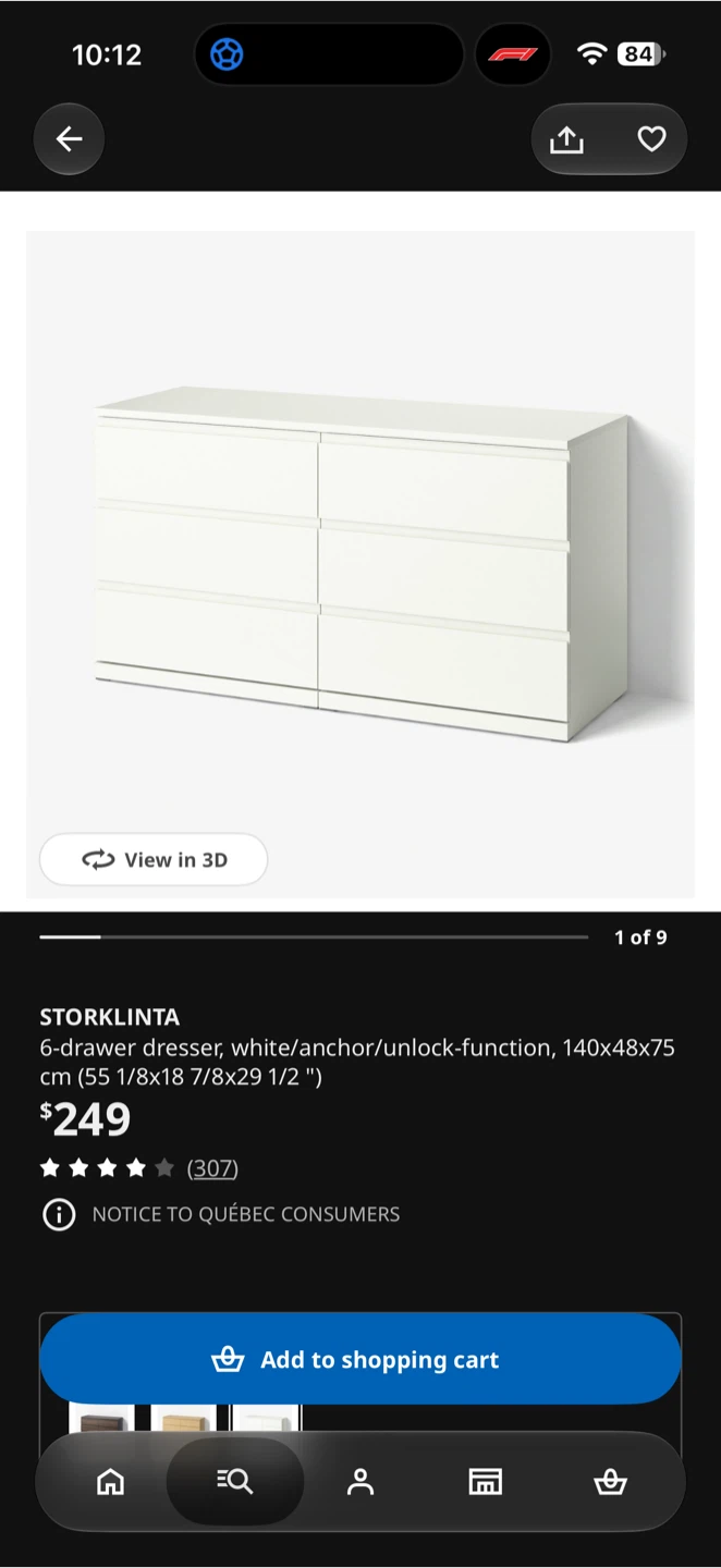 IKEA Storklinta 6-Drawer Dresser with Glass Top - photo 2