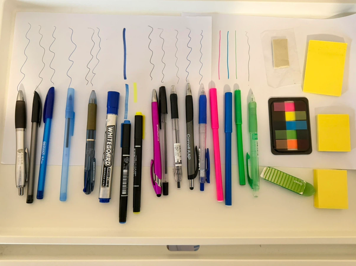 Assorted Pens, Markers and Sticky Notes Set