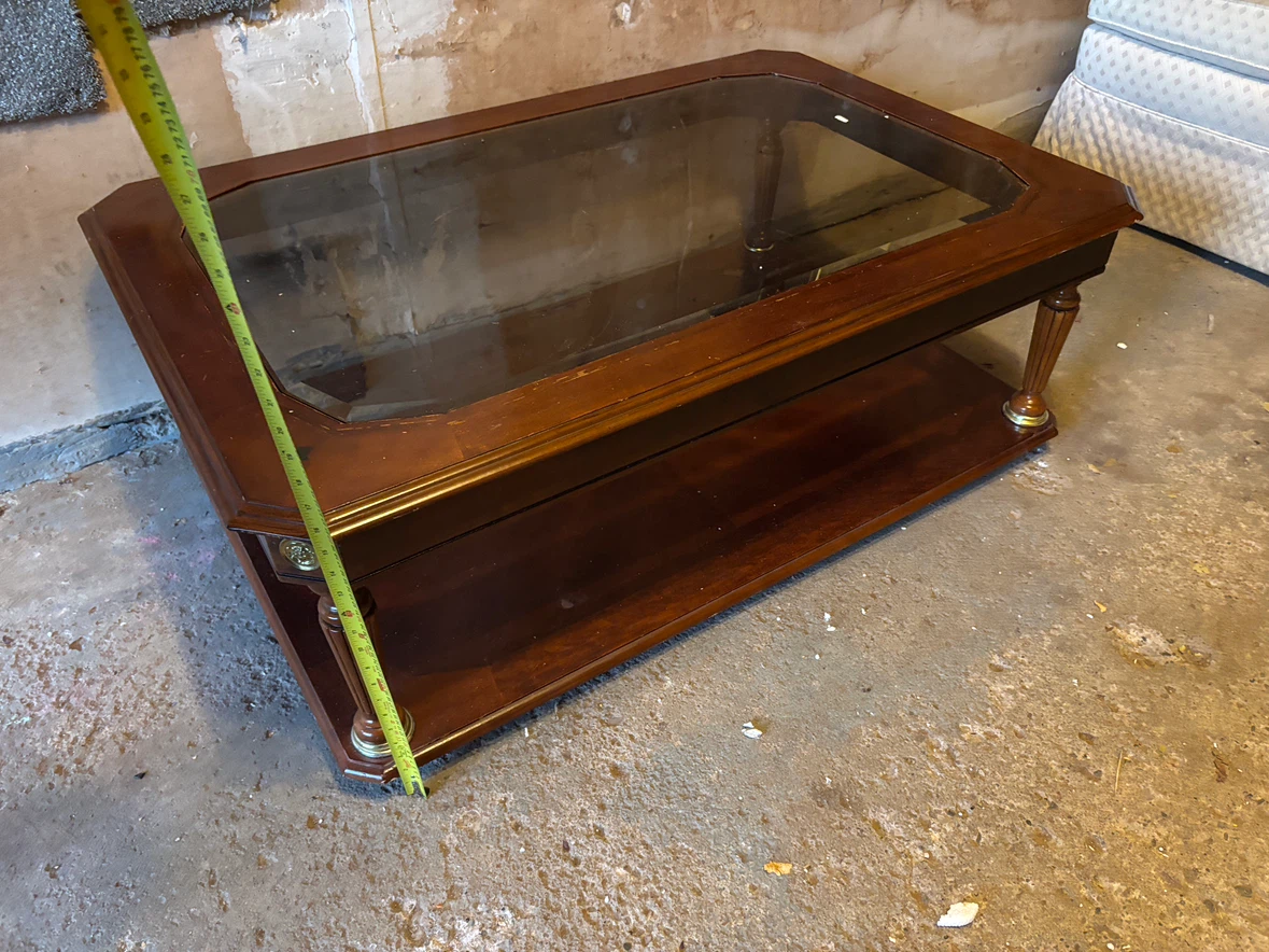 Wooden Coffee, Side Table Set and Sofas
