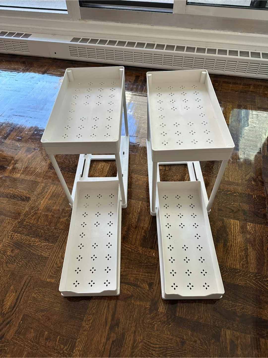 Two-Tier White Storage Shelves, under sink organizer - photo 2