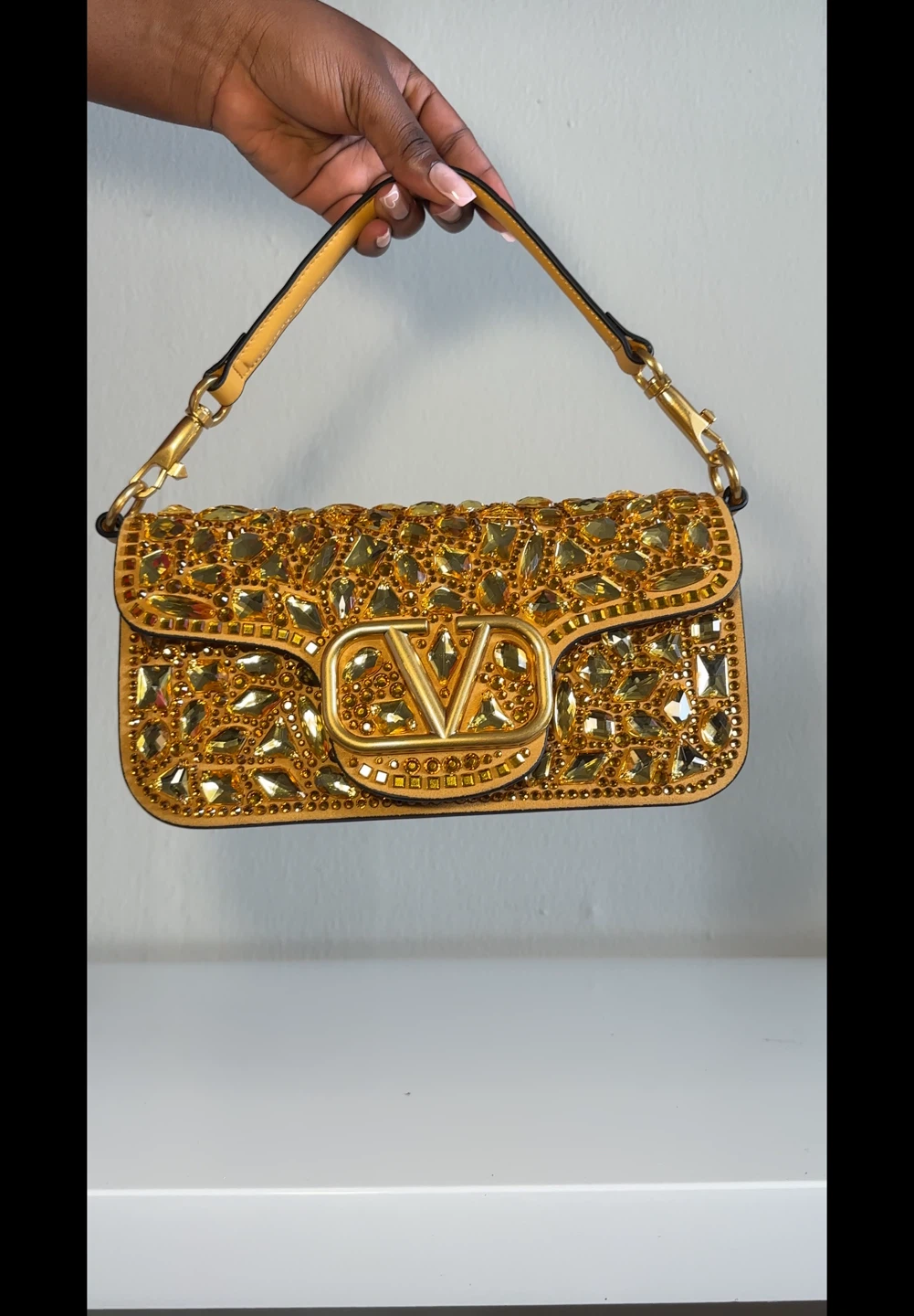 Valentino VLogo Rhinestone Shoulder Bag