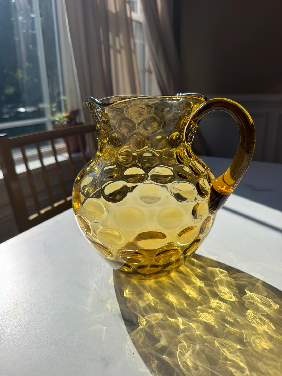 Amber Glass Hobnail Pitcher - photo 2