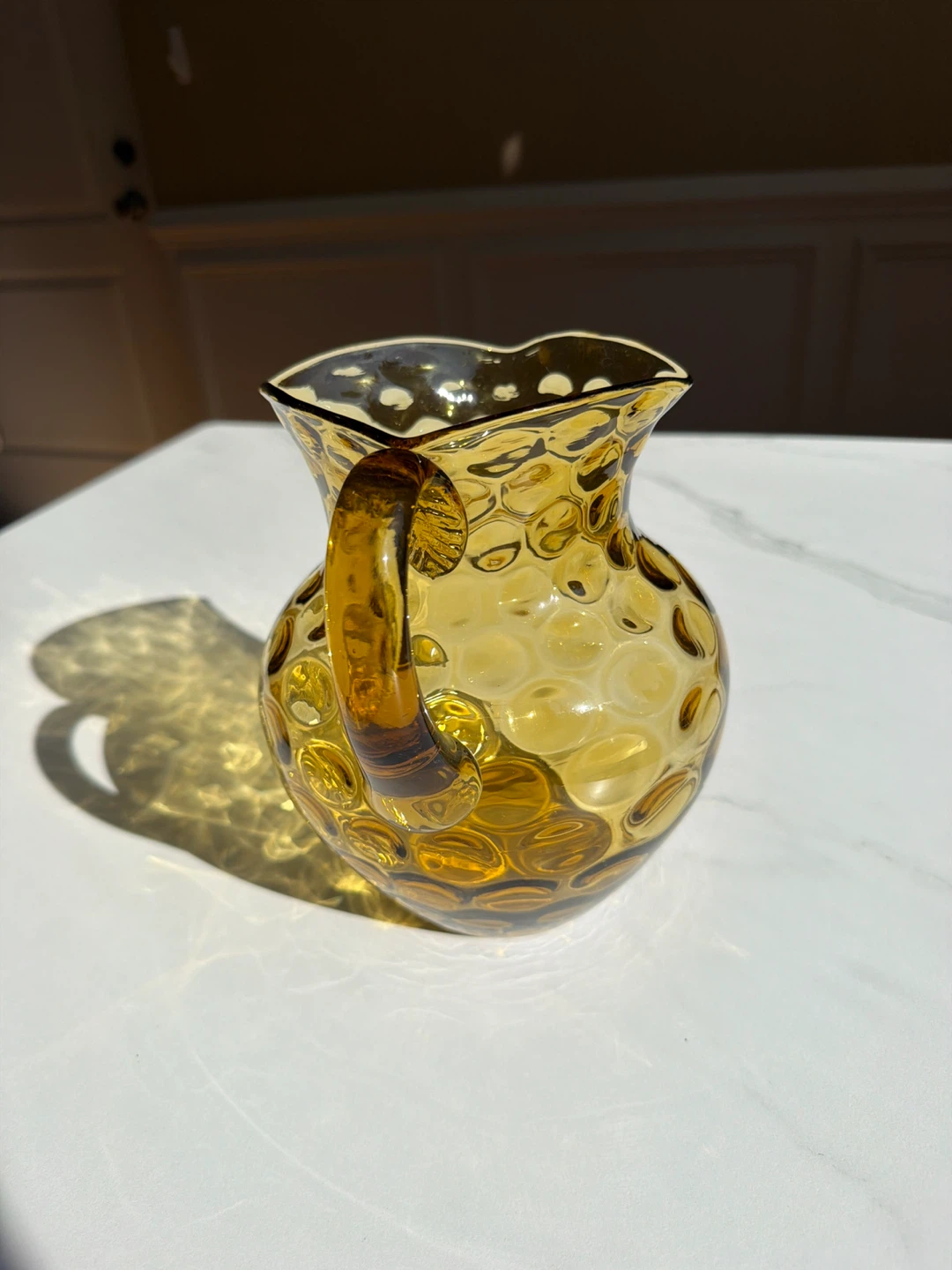 Amber Glass Hobnail Pitcher - photo 4