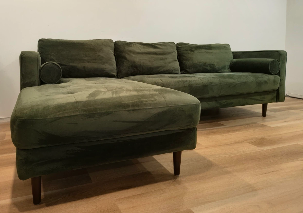 Green Velvet Sectional Sofa - photo 2