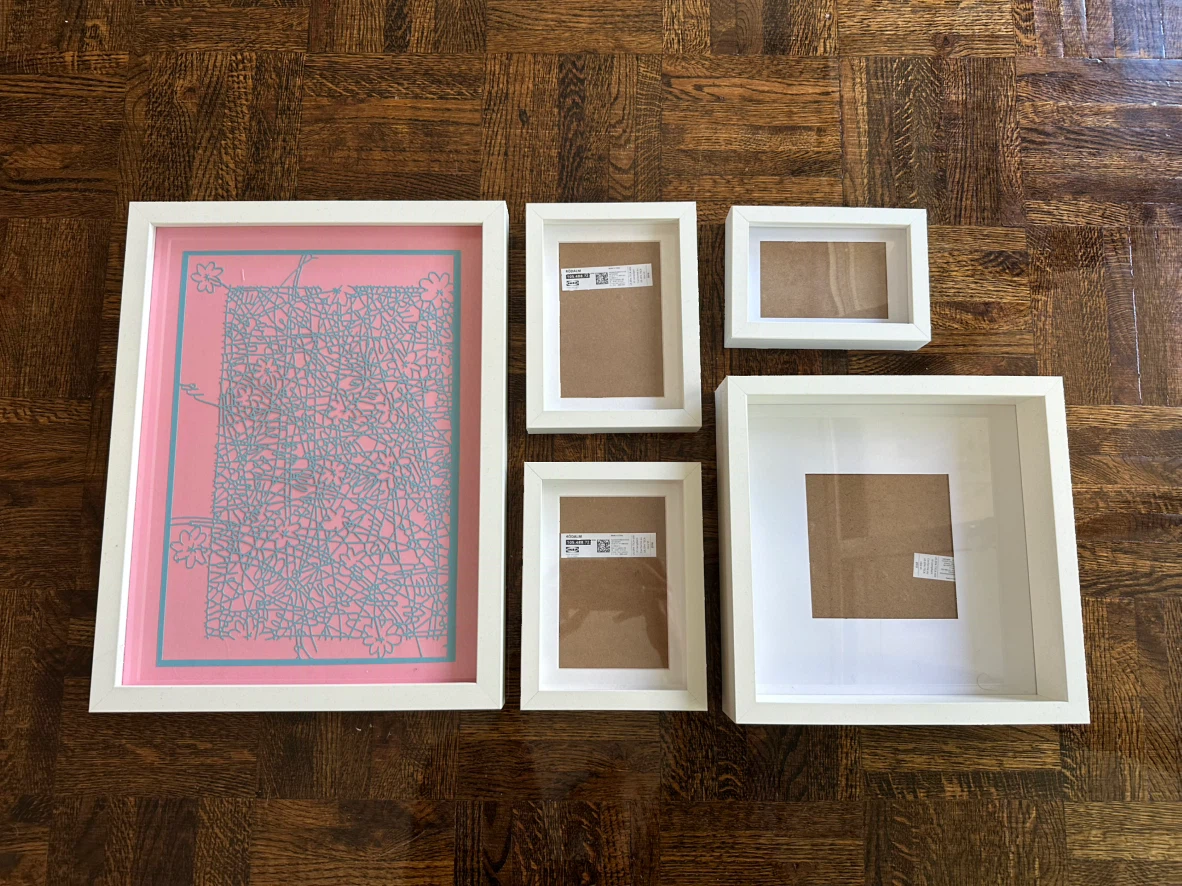 Set of 5 IKEA RIBBA White Frames