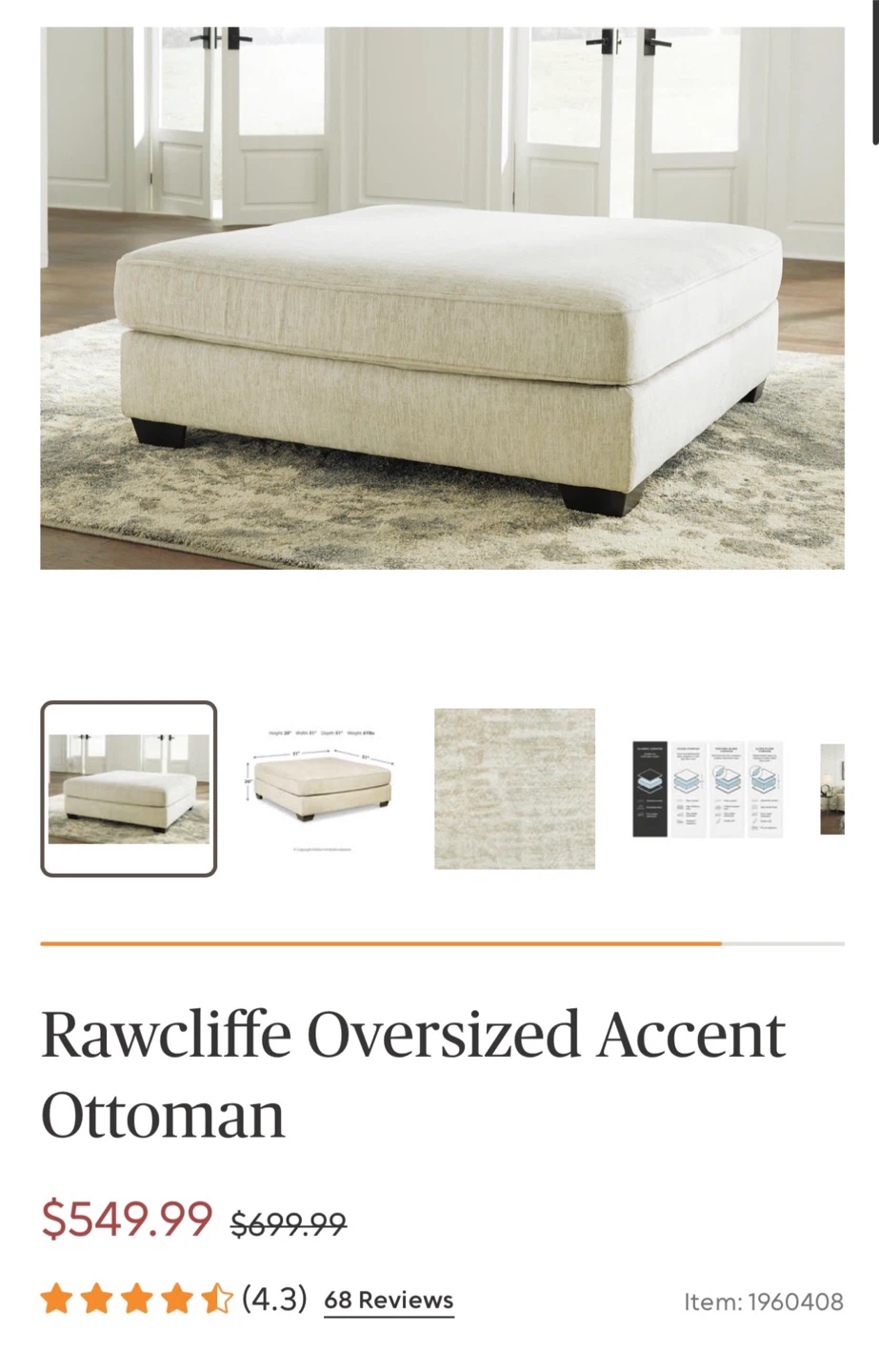 Signature Design by Ashley Rawcliffe Oversized Accent Ottoman - photo 3