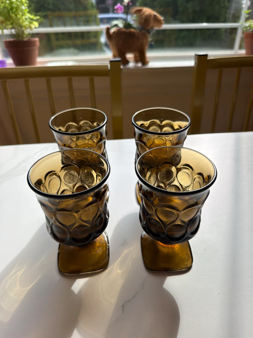 Set of 4 Amber Glass Goblets - photo 2