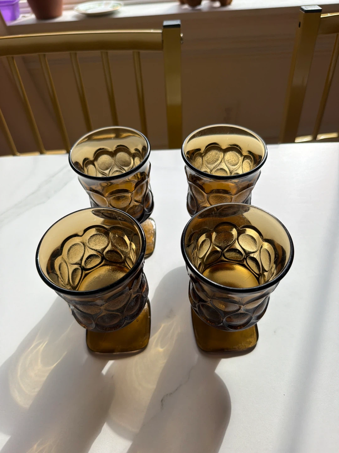 Set of 4 Amber Glass Goblets - photo 3
