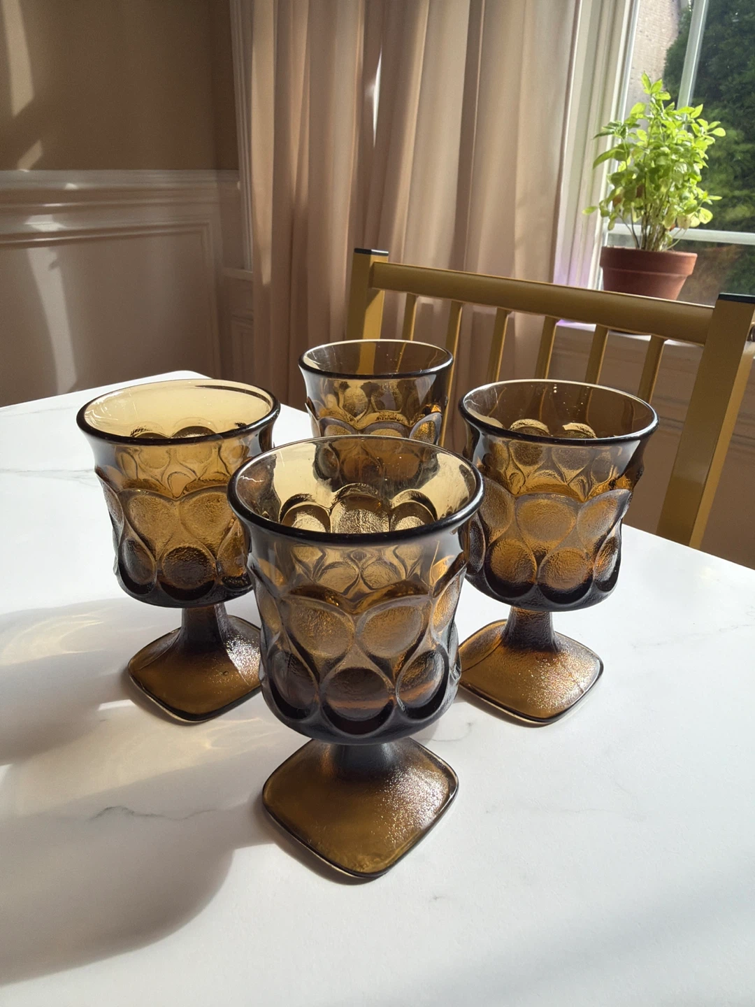 Set of 4 Amber Glass Goblets - photo 4
