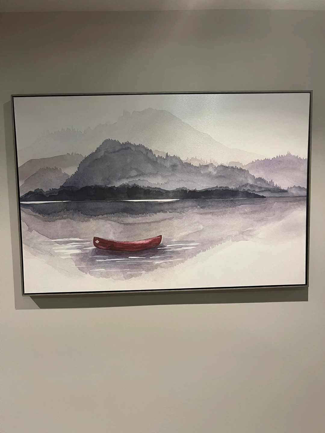 Large Landscape Canvas Art with Canoe - photo 2
