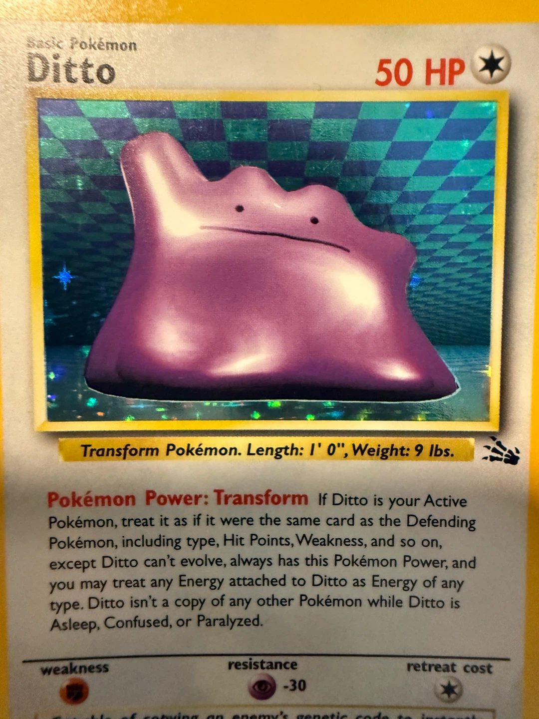 Ditto Holo Pokemon Card Fossil Set - photo 3