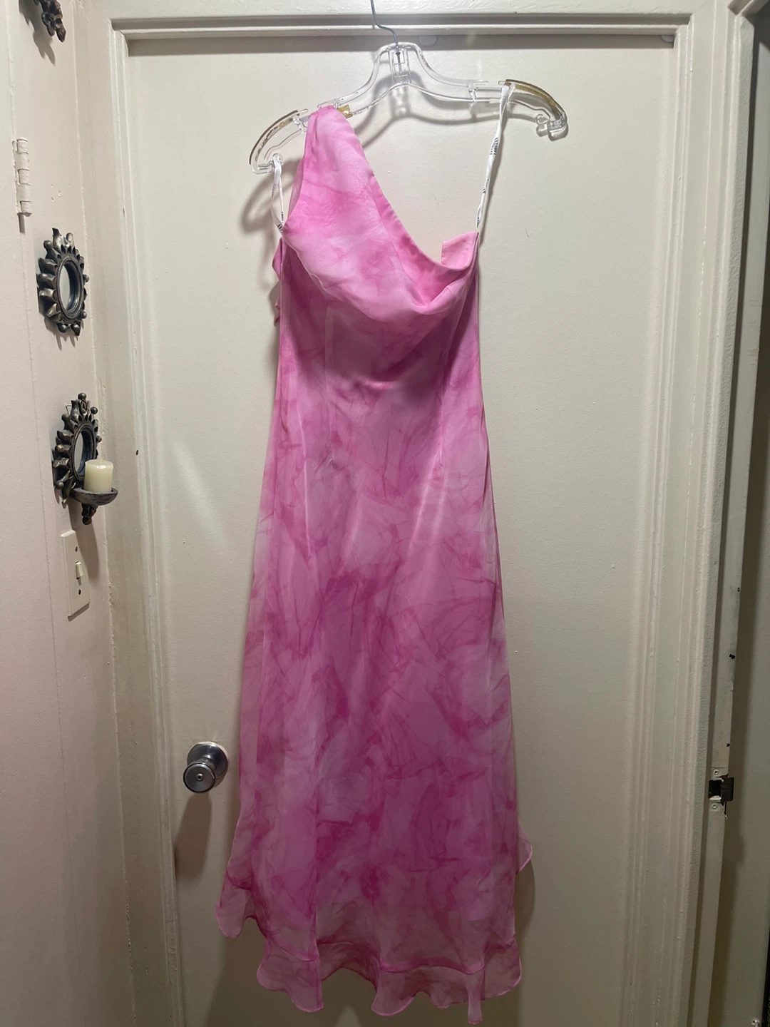 Pink One-Shoulder Tie-Dye Maxi Dress - photo 2