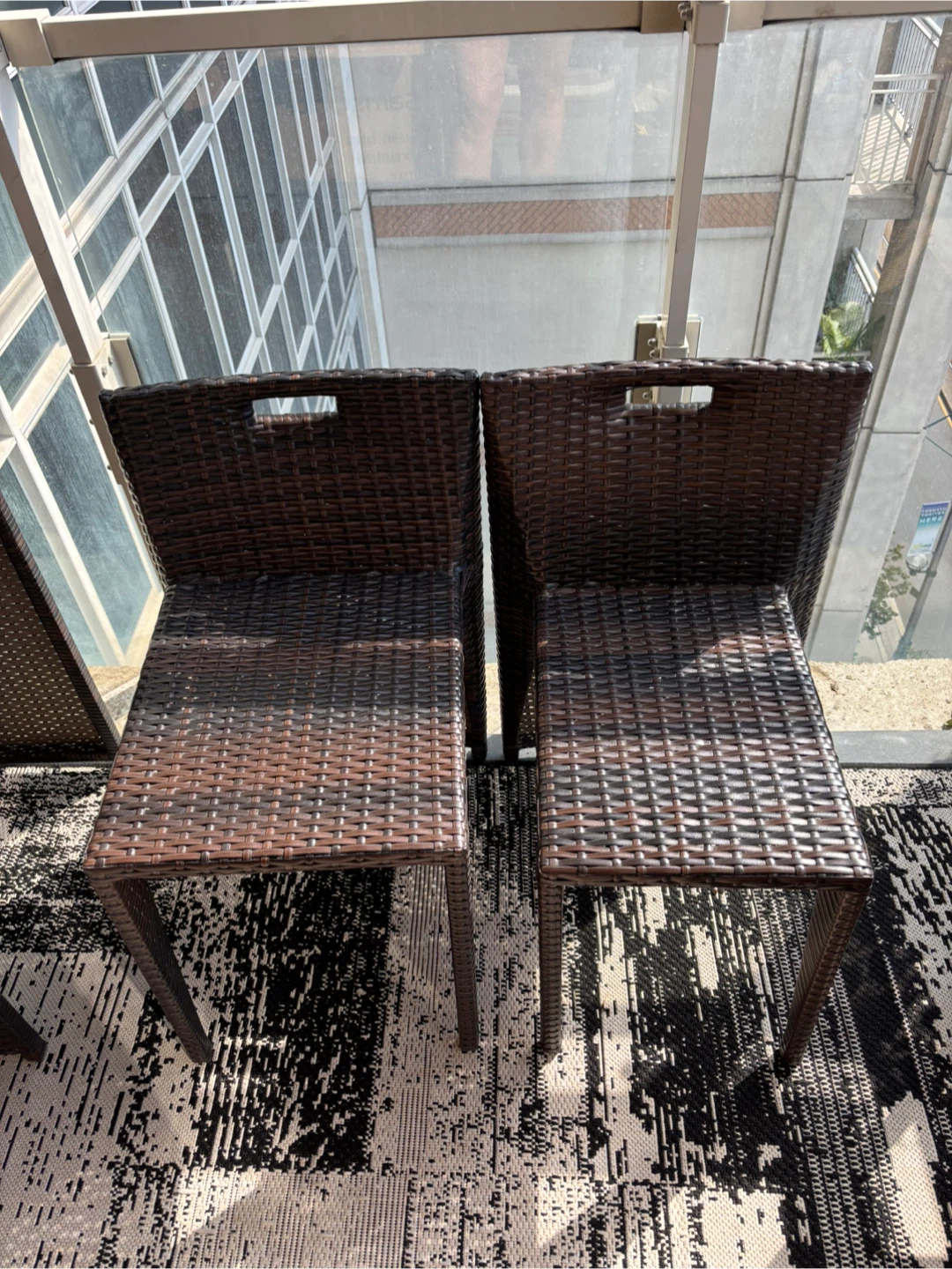 2 seater Wicker Patio Set with Glass Table Top - photo 3