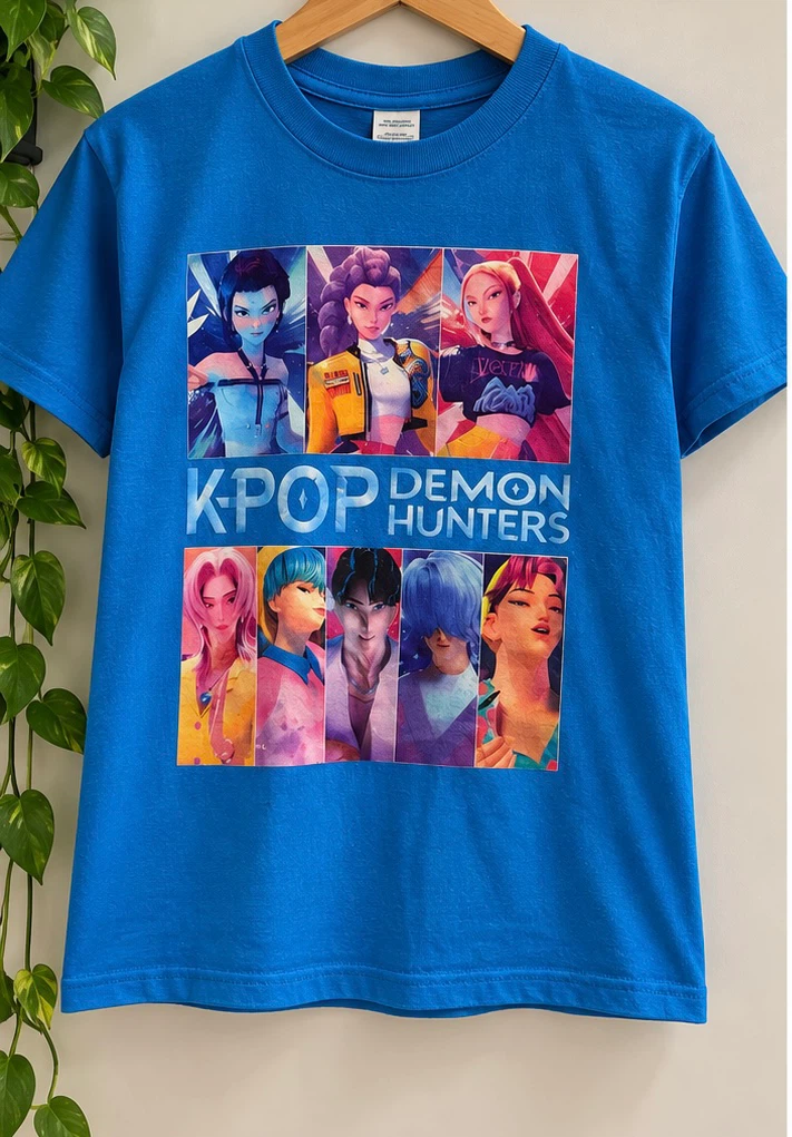 KPOP Demon Hunters Kids T-Shirt Blue – Size XS