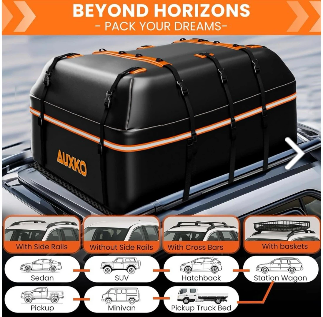 AUXKO Waterproof Roof Top Cargo Carrier Bag - photo 2